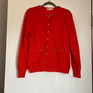 Elegant red orange Loulou Cardigan Sweater